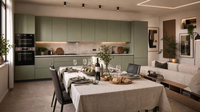 Render Cucina Verde Salvia