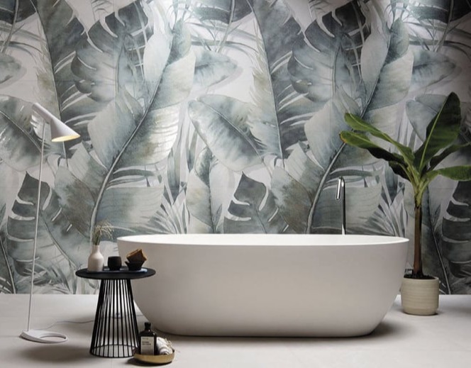 Carta da Parati Floreale in Bagno