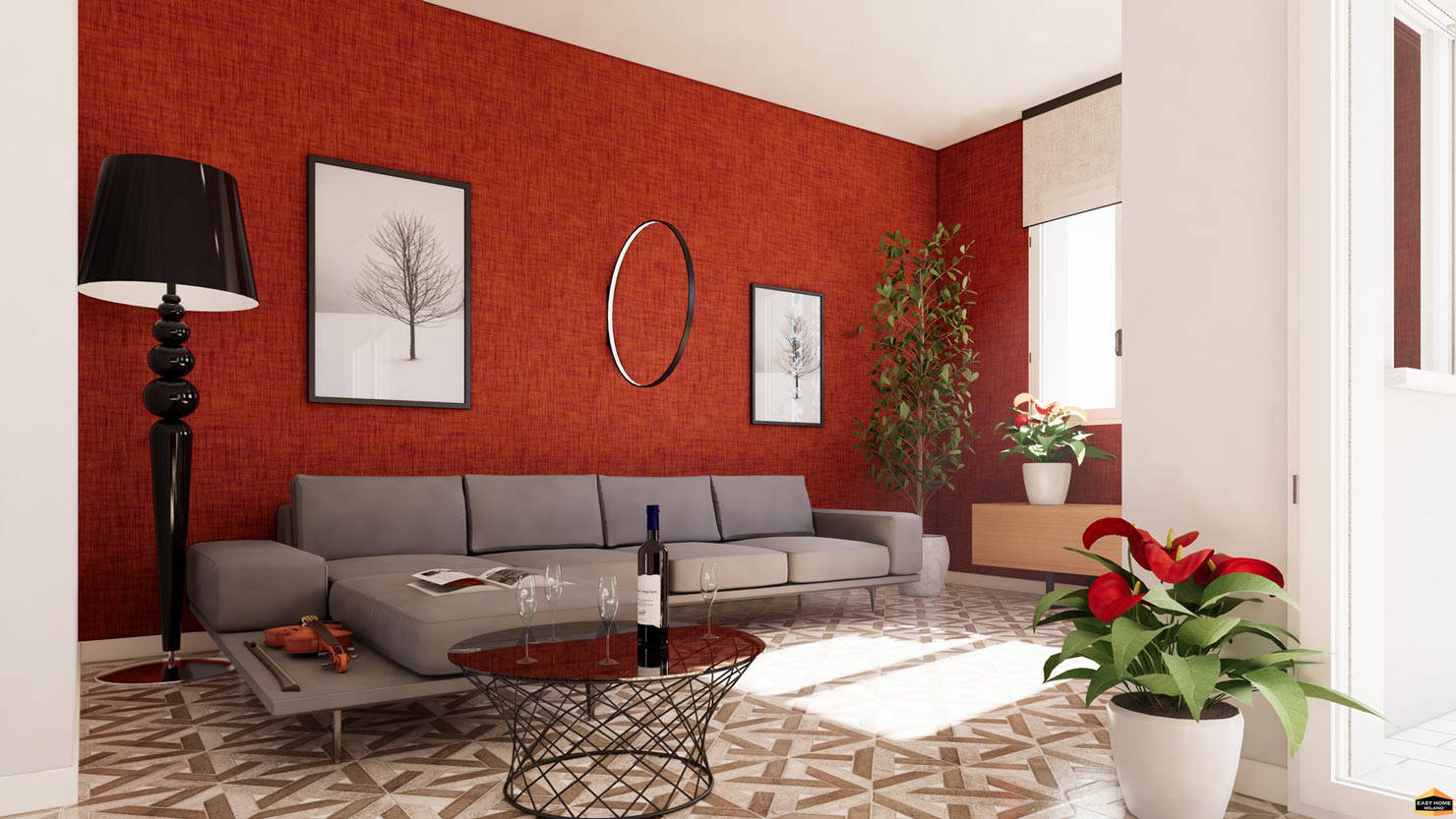 Architetto Online | Soggiorno divano rosso