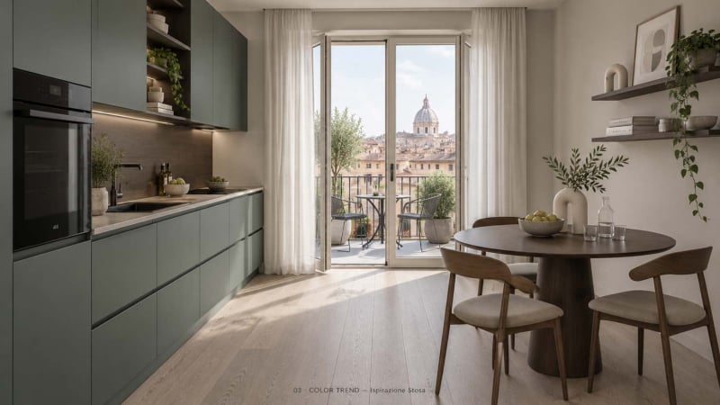 Progetto Idee per Cucina Moderna color Verde Salvia