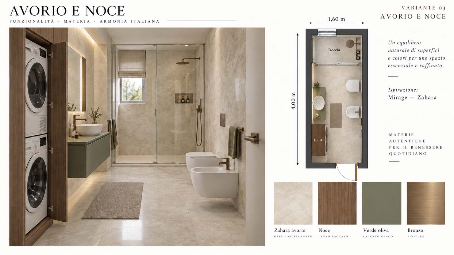 Progetto Idee per Bagno Moderno colore Avorio