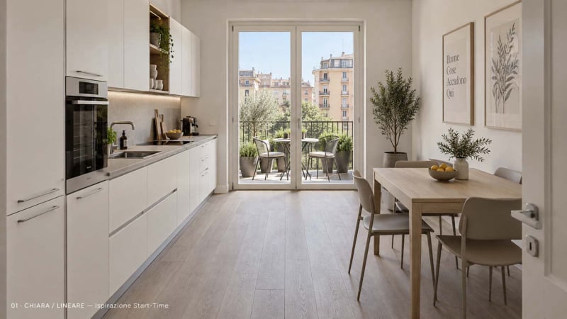 Progetto Idee per Cucina Minimalista color Panna