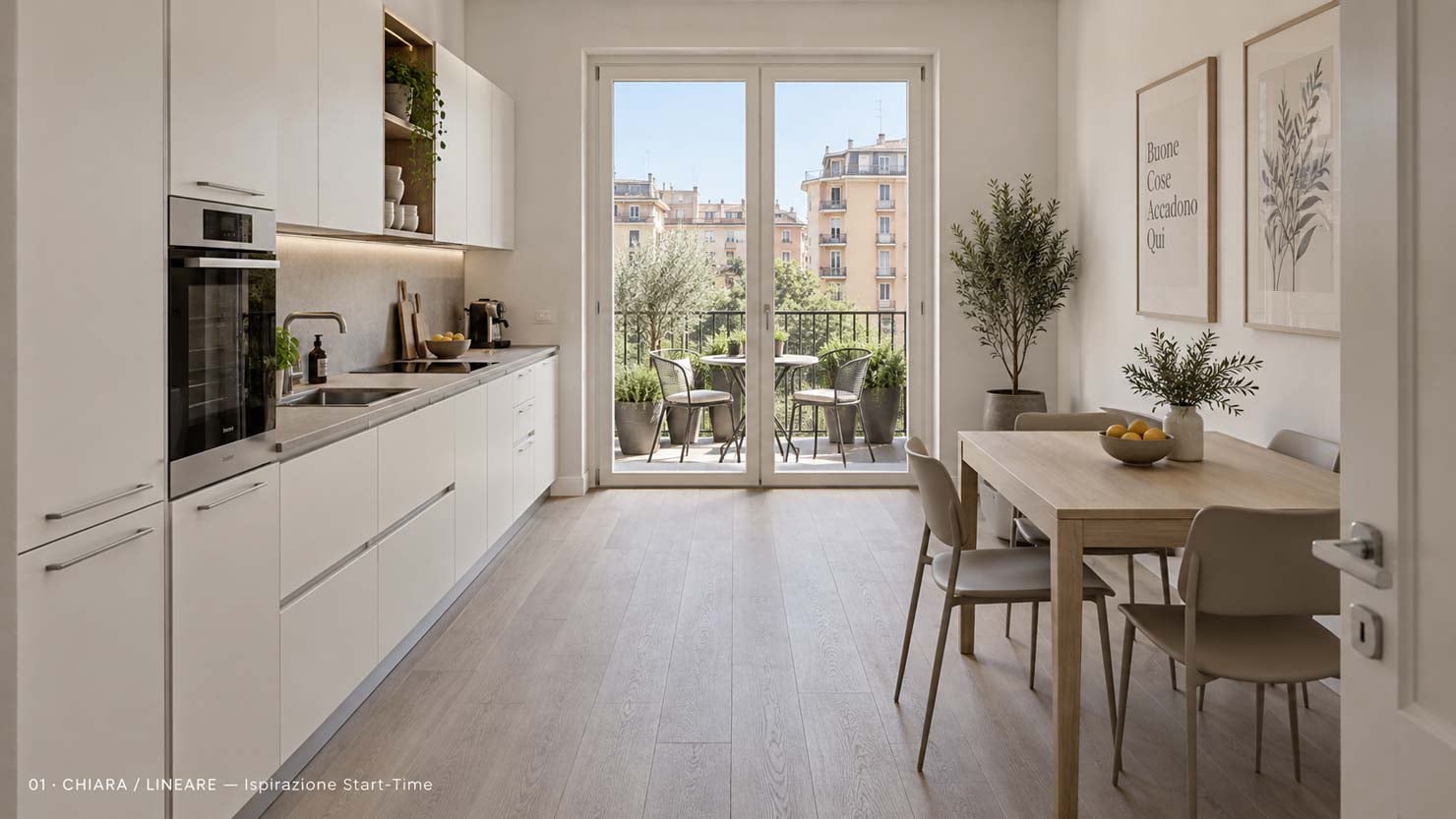 Progetto Idee per Cucina Minimalista color Panna
