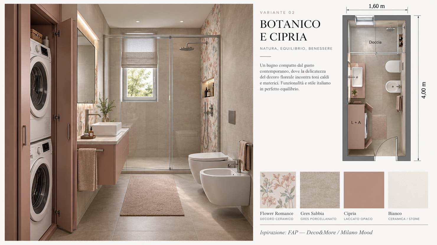 Progetto Idee per Bagno Moderno colore Cipria