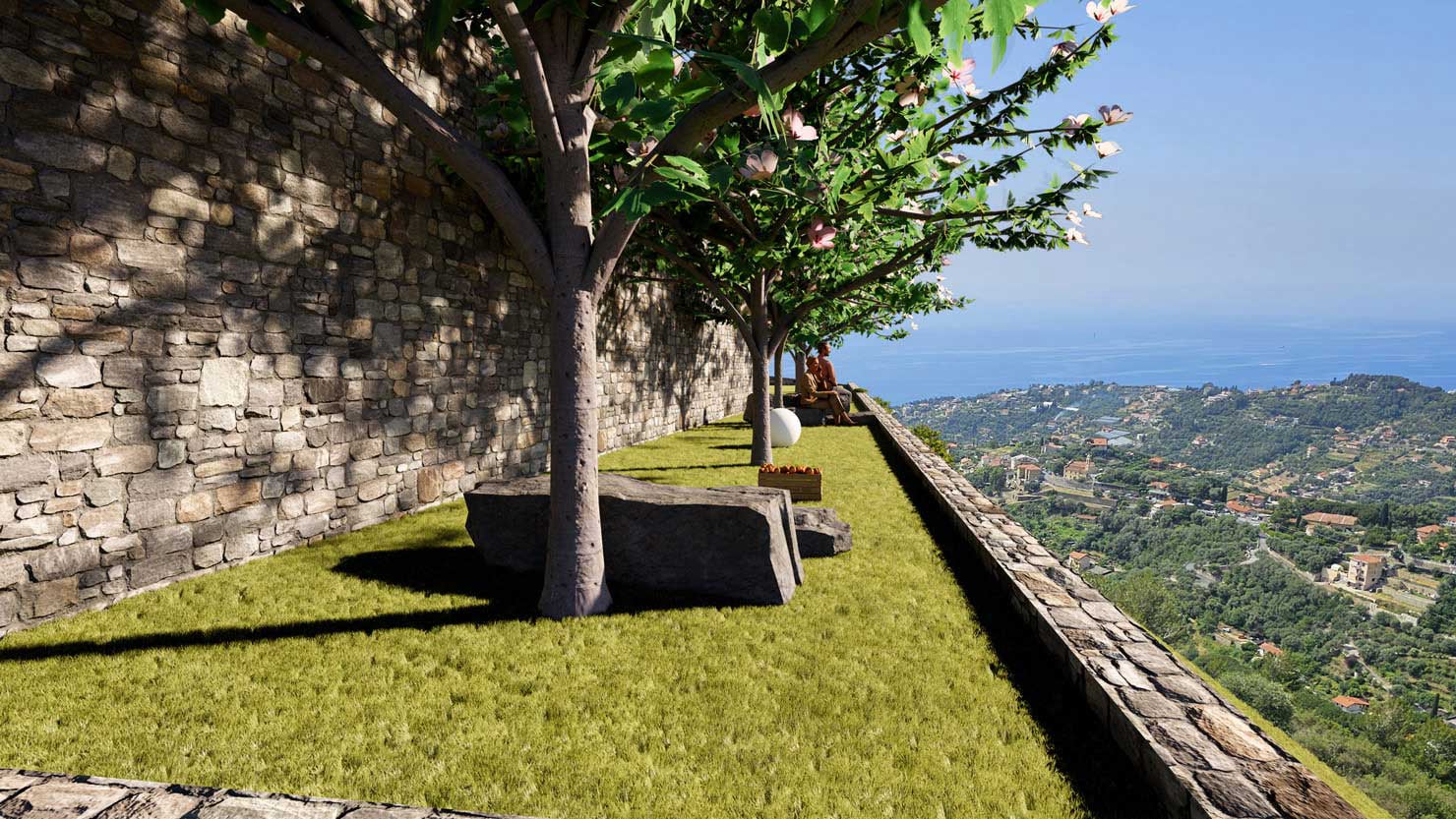 Villa con frutteto su terrazza