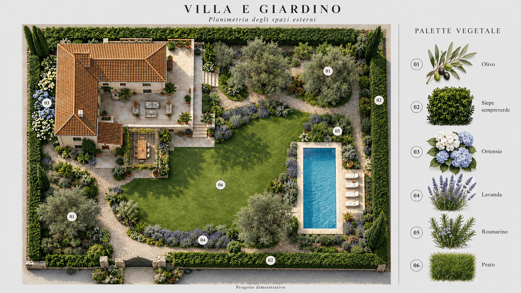Planimetri di un Progetto Giardini in Villa - Architetto Online